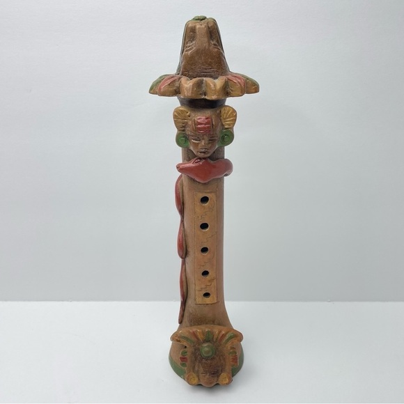 MEXICAN Pottery Warrior Dragon Snake Folk Art Flute - Picture 9 of 10